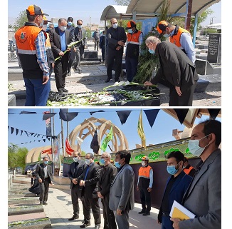 ادای احترام رئیس سازمان راهداری به مقام شامخ شهدای جیرفت