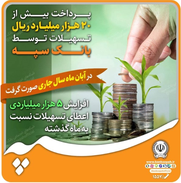 پرداخت بیش از ۲۰ هزار میلیارد ریال تسهیلات توسط بانک سپه