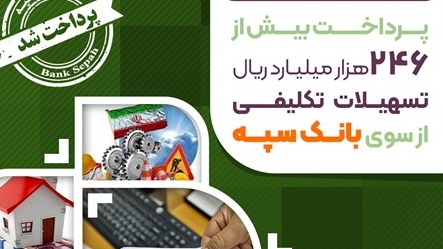 پرداخت بیش از ۲۴۶ هزار میلیارد ریال تسهیلات تکلیفی از سوی بانک سپه