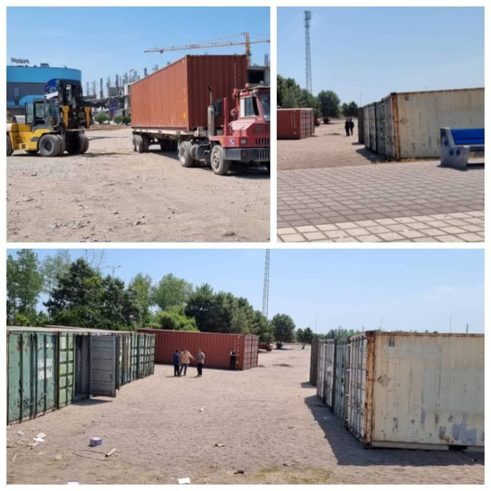 ۱۵ کانتینر برای انبار نگهداری از کالاهای غرفه‌ها مستقر شد