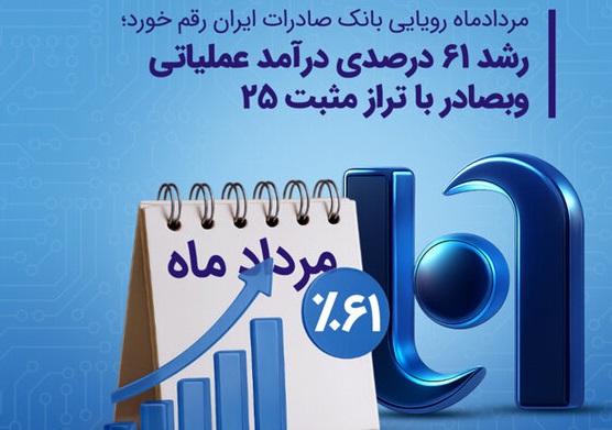 رشد ۶۱ درصدی درآمد عملیاتی وبصادر با تراز مثبت ۲۵