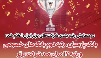 بانک پارسیان رتبه دوم بانک‌های خصوصی و رتبه ۱۷میان صد شرکت برتر ایران