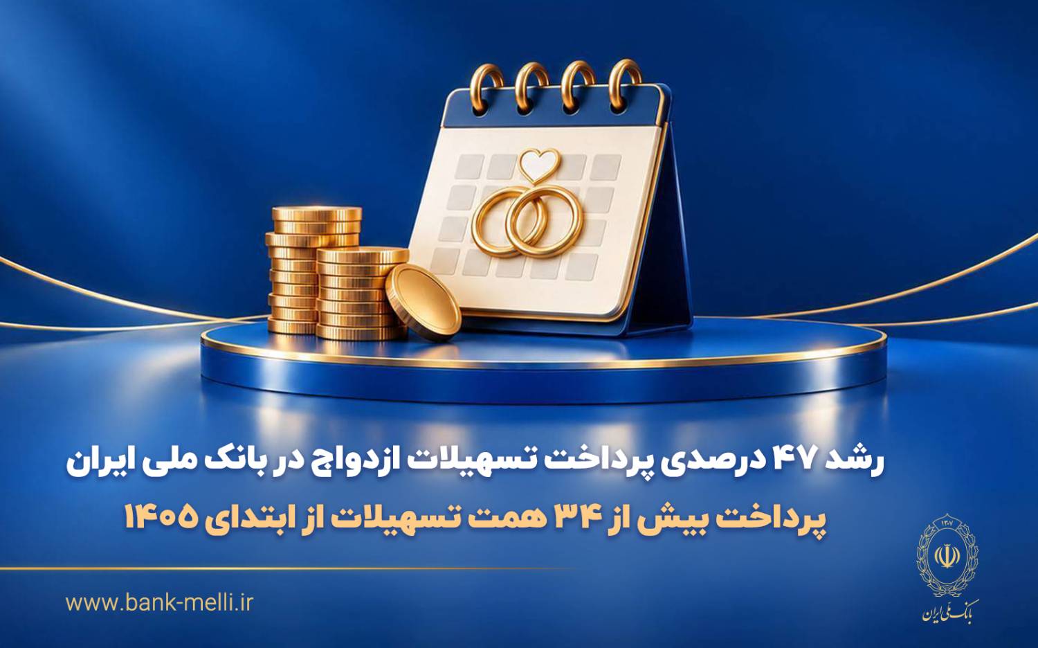 رشد ۴۷ درصدی پرداخت تسهیلات ازدواج در بانک ملی ایران