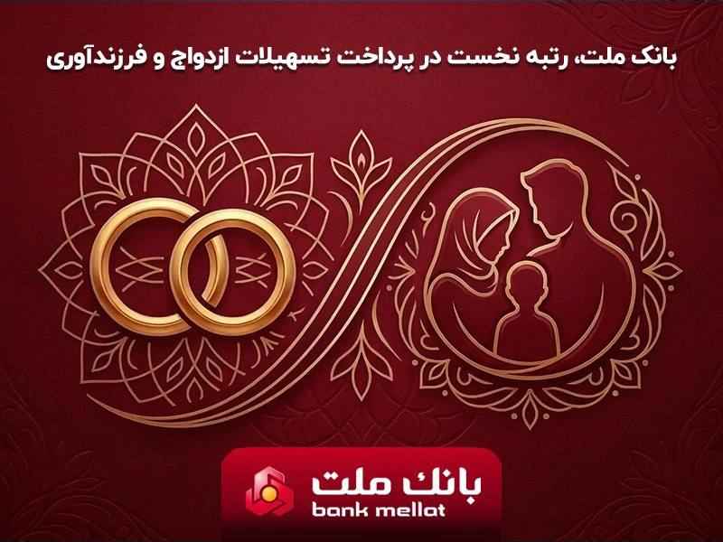 بانک ملت بیش‌ترین تسهیلات ازدواج و فرزندآوری را در بین بانک‌های کشور پرداخت کرد